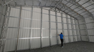 40' x 40' x 15' Light Stone Metal Garage